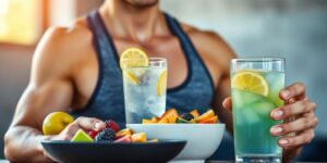 Athlete refueling with healthy food after exercise
