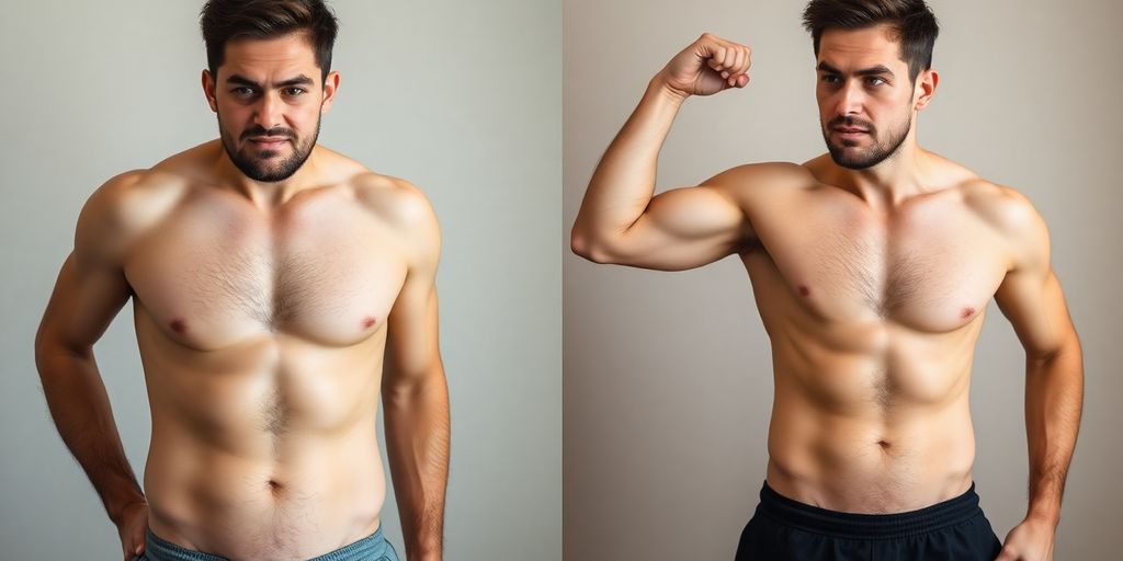 Person working out, showing progress over time