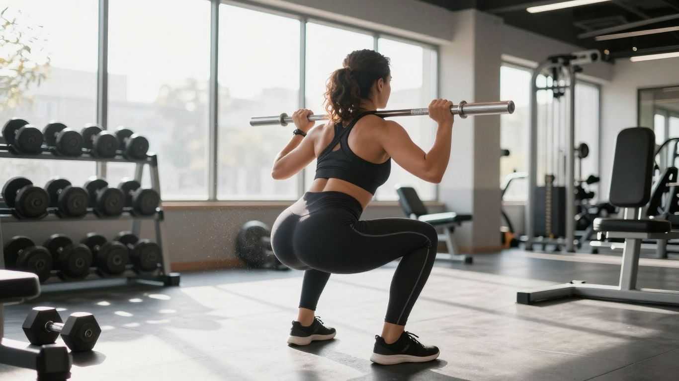 Beginner performing a gym workout.