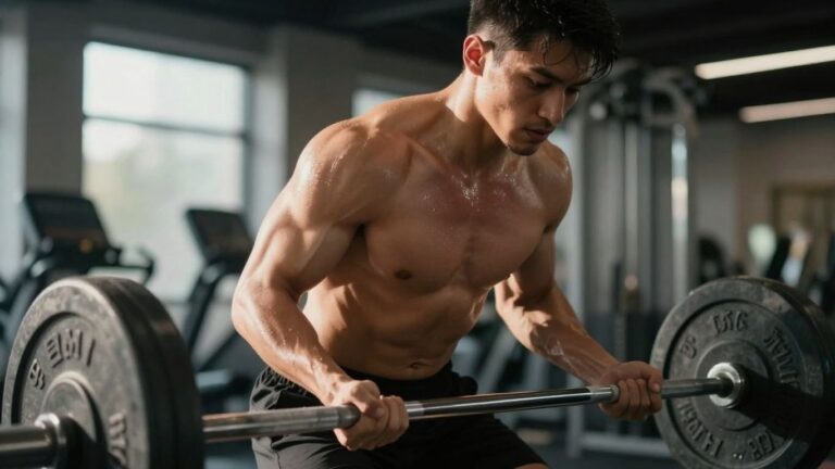 Person lifting weights in a gym.